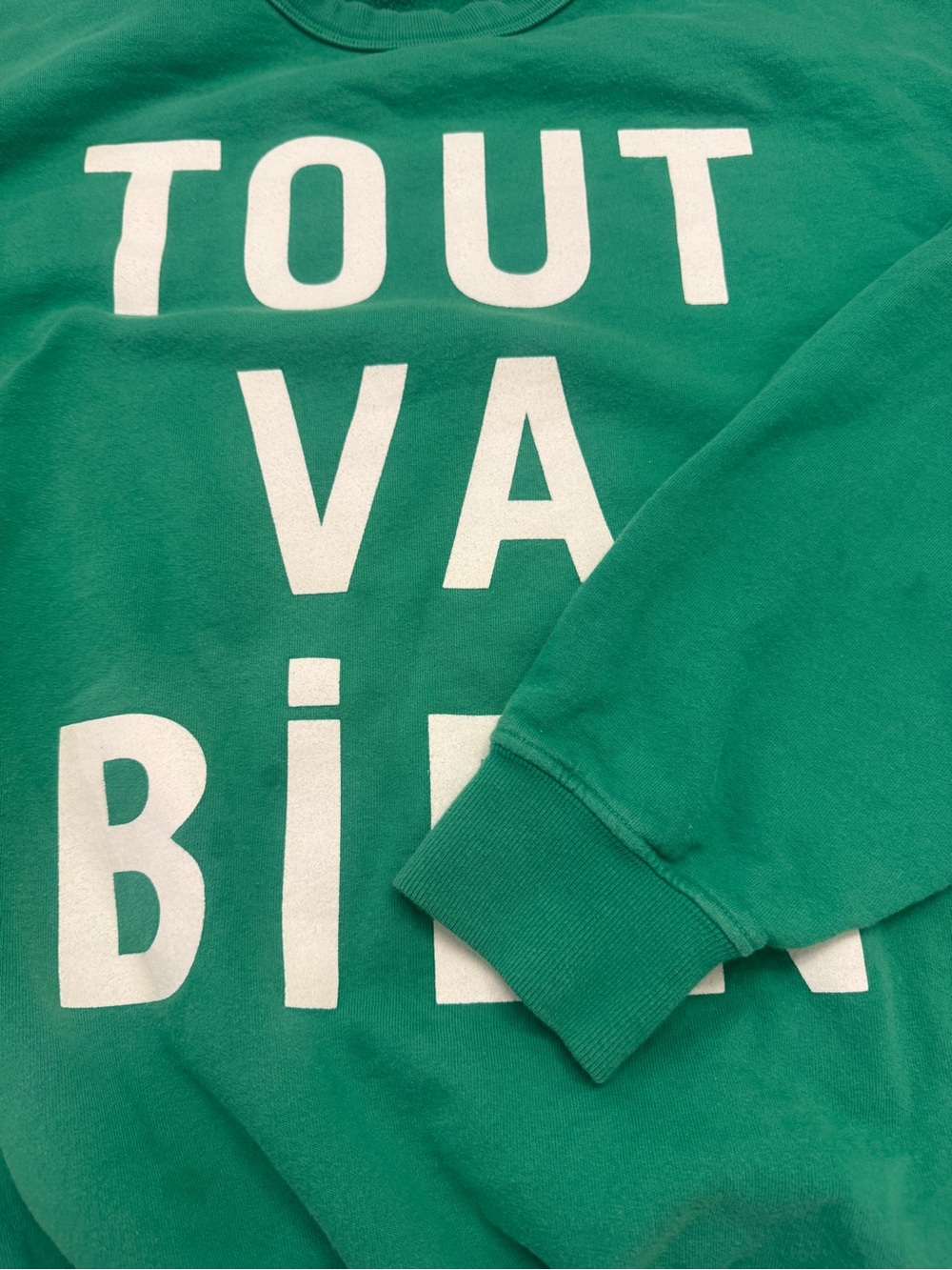 Clare V 'TOUT VA BIEN' Graphic Crewneck Sweater - size L - Picture 7 of 7